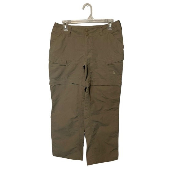 The North Face Pants Womens Size 6 Khaki Convertible Cargo Hiking Outdoors Nylon - Picture 1 of 14